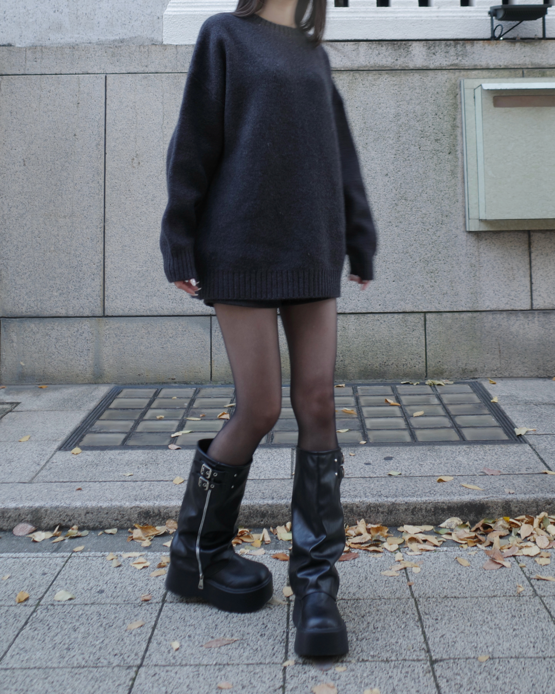 ジップデザイン厚底ブーツ SR0038