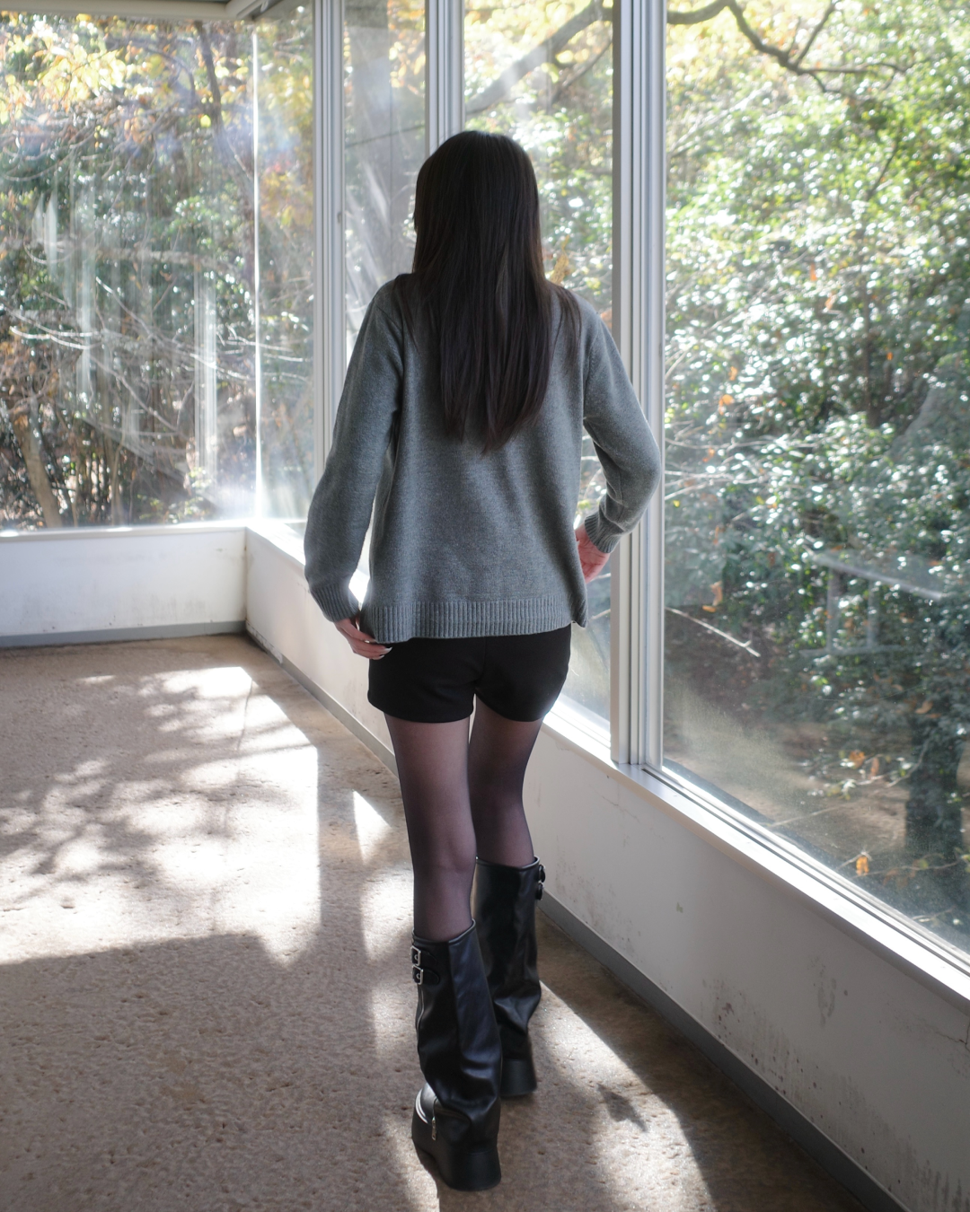 ジップデザイン厚底ブーツ SR0038