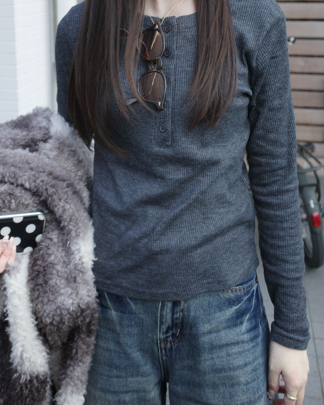 ヘンリーネックリブトップ SR0070