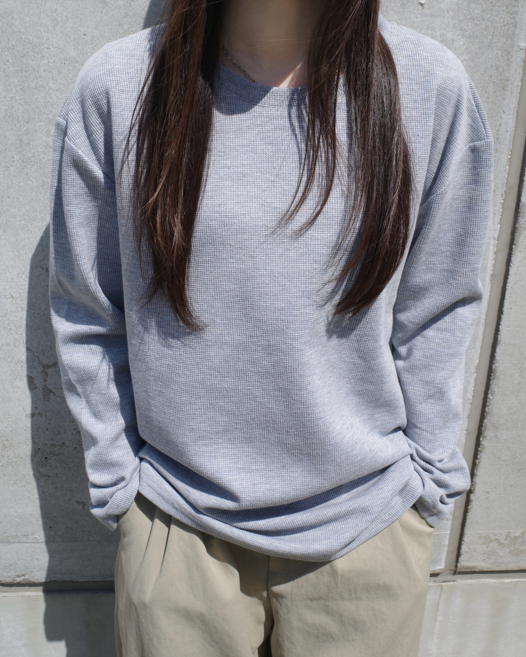 ハイグレードワッフルルーズ長袖TシャツT SR0141