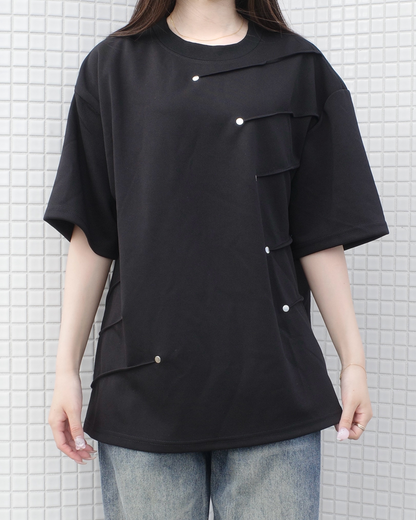 アシンメトリースタッズデザインTシャツ SR0220