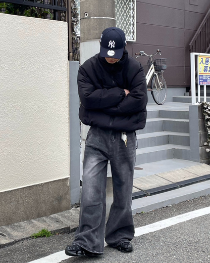 ウォッシュブラックワイドデニムパンツ SS0012 – YOLO(ヨロ ウォッシュブラックワイドデニムパンツ SS0012 – YOLO(ヨロ