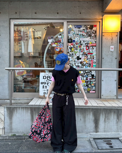 ストライプバレルレッグワイドパンツ SW1013