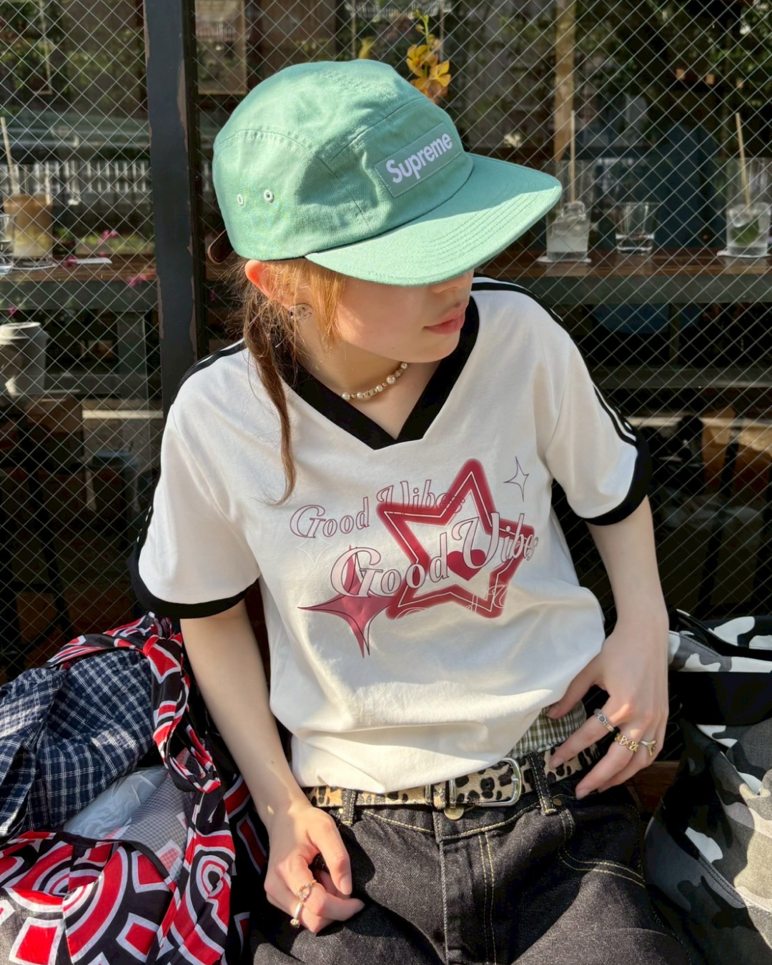 スターVネックリンガーTシャツ SW1018