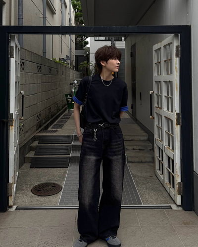 配色ロールアップTシャツSY0071
