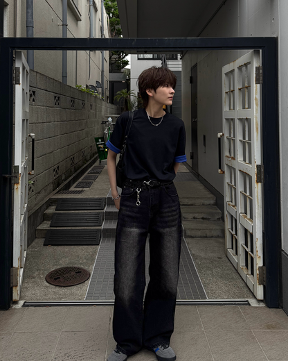 配色ロールアップTシャツSY0071