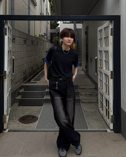 配色ロールアップTシャツSY0071