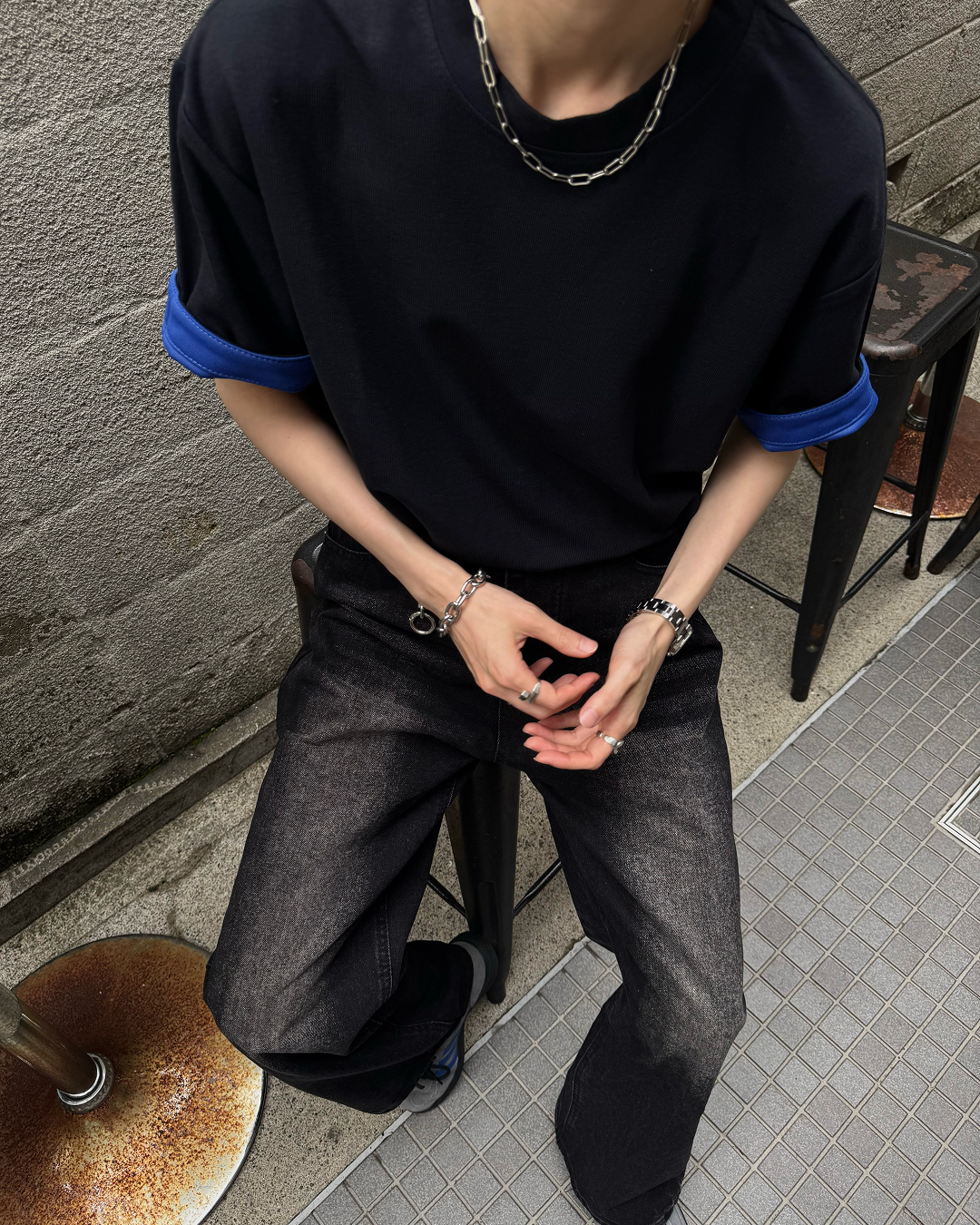配色ロールアップTシャツSY0071