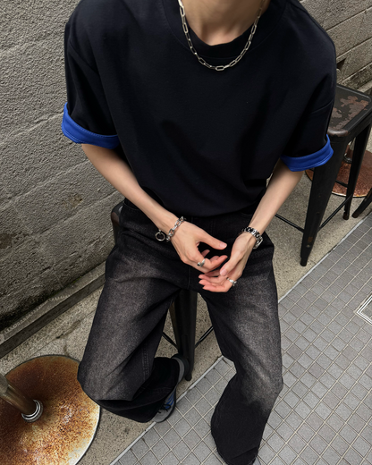 配色ロールアップTシャツSY0071