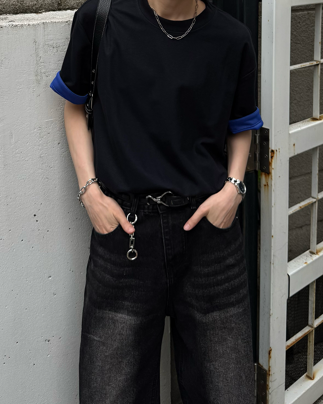 配色ロールアップTシャツSY0071