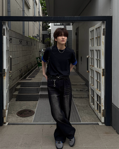 配色ロールアップTシャツSY0071