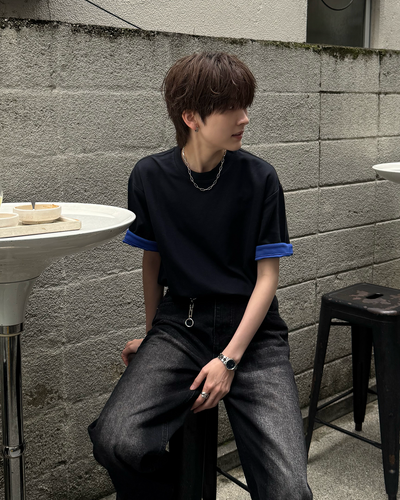 配色ロールアップTシャツSY0071