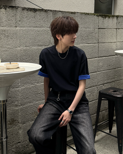 配色ロールアップTシャツSY0071