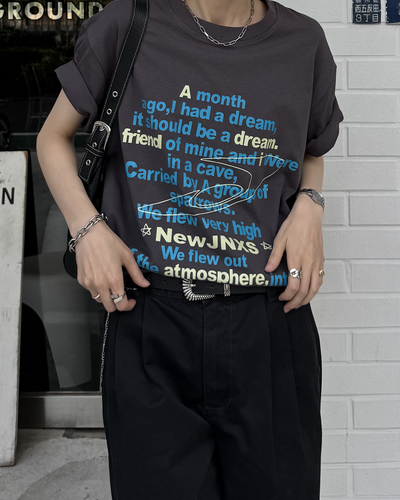 ヴィンテージレタープリントオーバーTシャツ SY0091