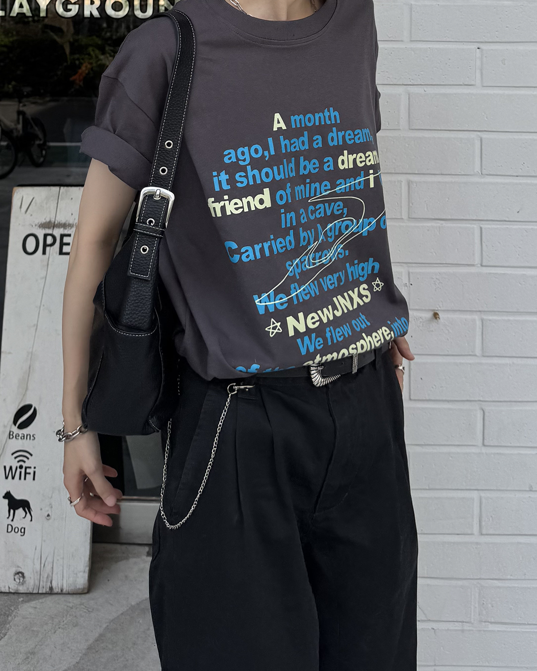 ヴィンテージレタープリントオーバーTシャツ SY0091