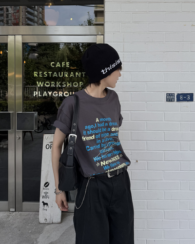 ヴィンテージレタープリントオーバーTシャツ SY0091
