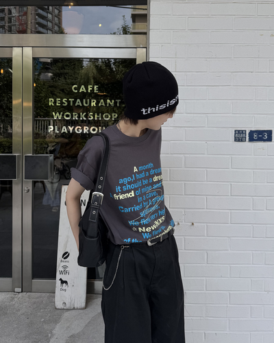 ヴィンテージレタープリントオーバーTシャツ SY0091