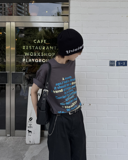 ヴィンテージレタープリントオーバーTシャツ SY0091
