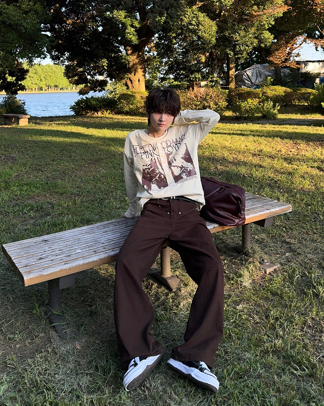 ヴィンテージライクバンドグラフィックヘンリーネックロンT SY0102