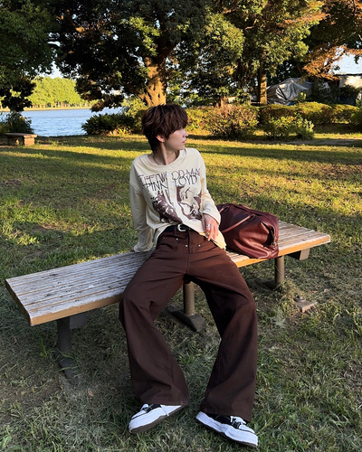 ヴィンテージライクバンドグラフィックヘンリーネックロンT SY0102