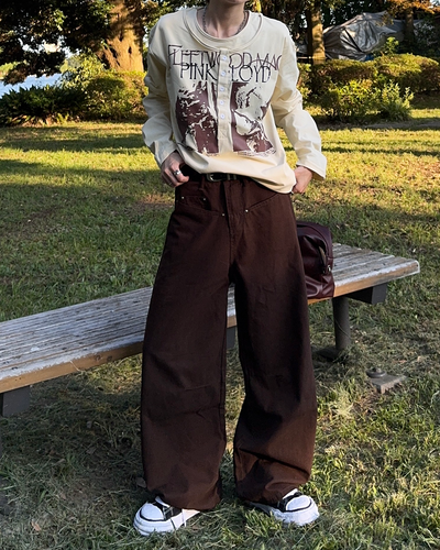 ヴィンテージライクバンドグラフィックヘンリーネックロンT SY0102