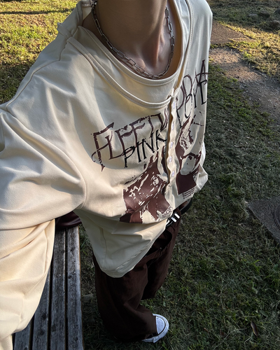 ヴィンテージライクバンドグラフィックヘンリーネックロンT SY0102