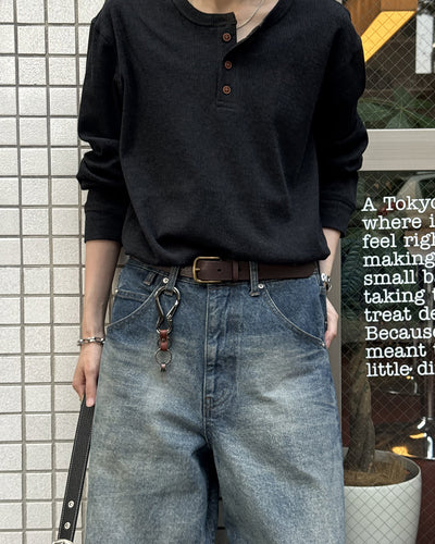 ヘンリーネックワッフルロンT SY0110