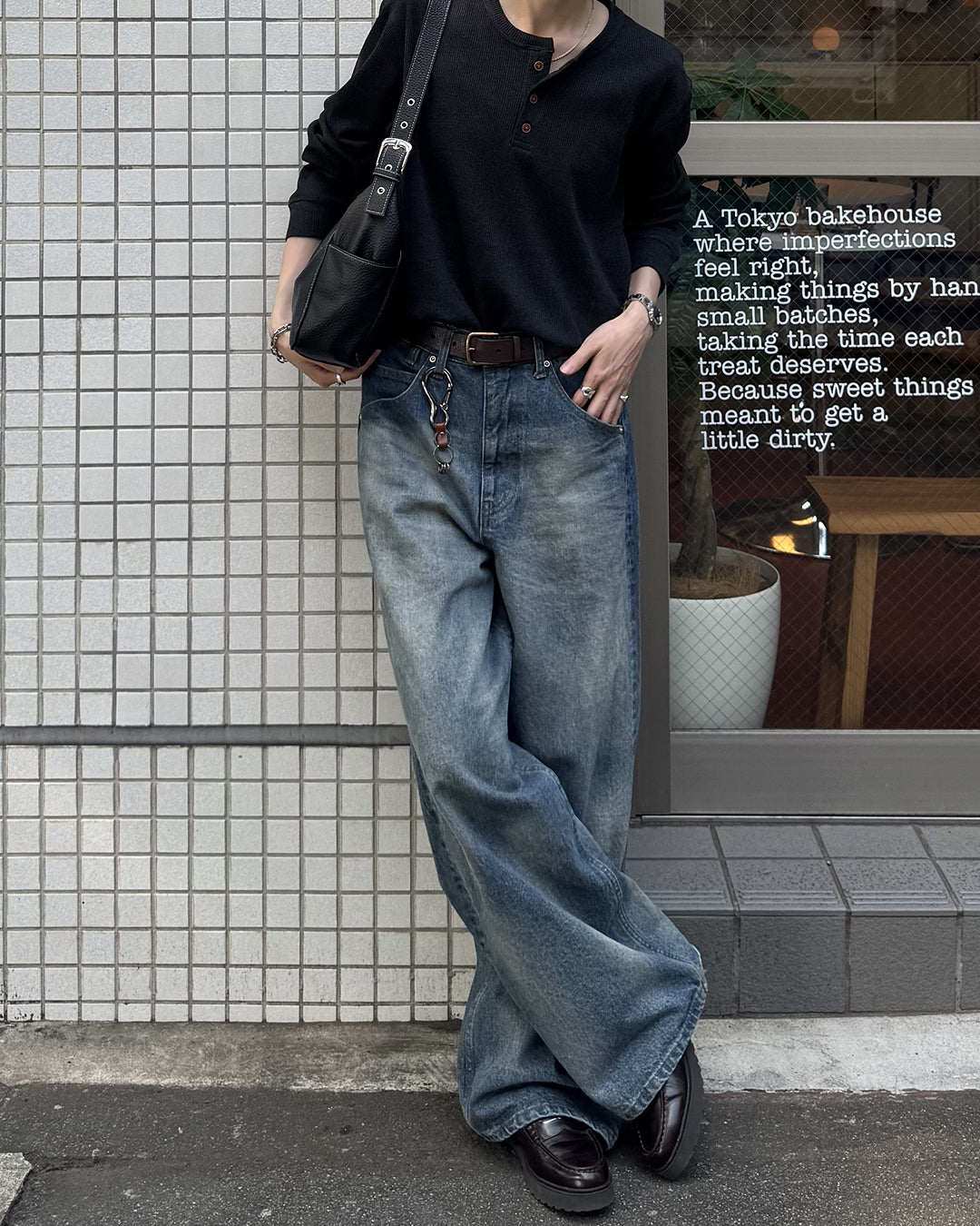 ヘンリーネックワッフルロンT SY0110
