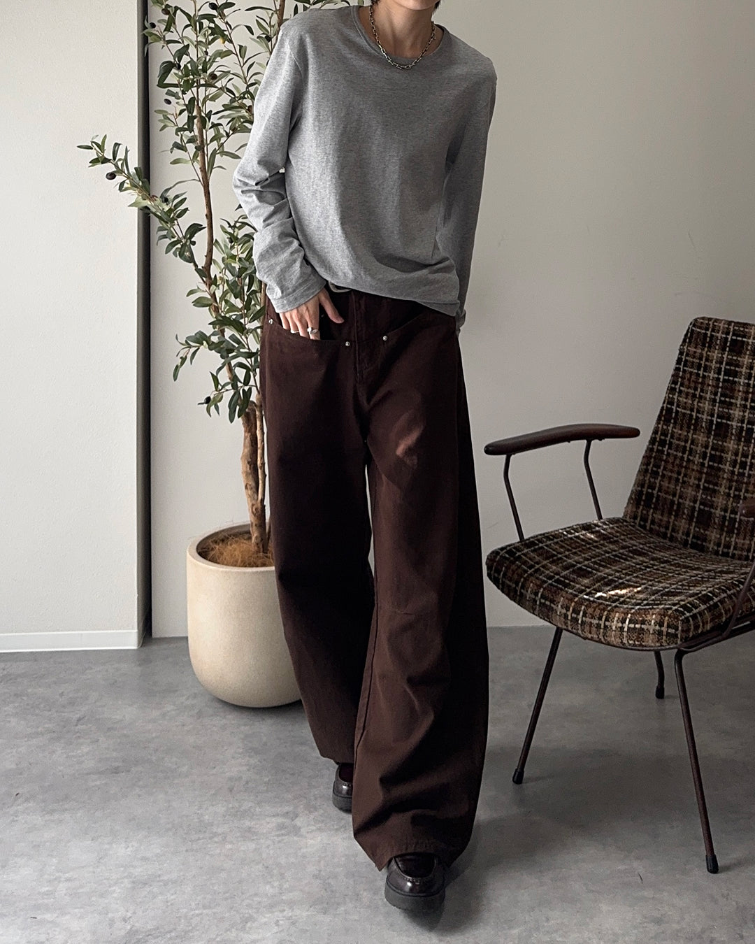 シルバーリベットカーブパンツ SY0140