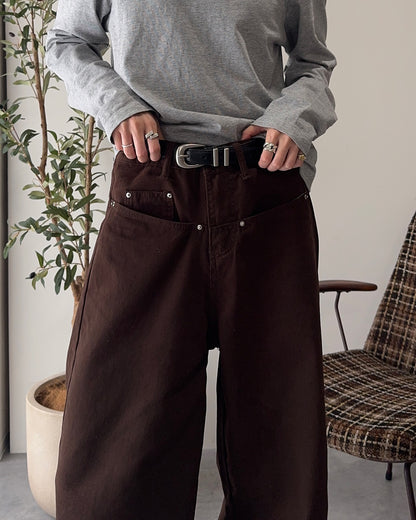 シルバーリベットカーブパンツ SY0140