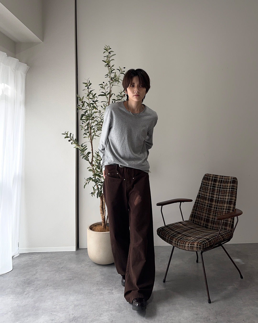 シルバーリベットカーブパンツ SY0140