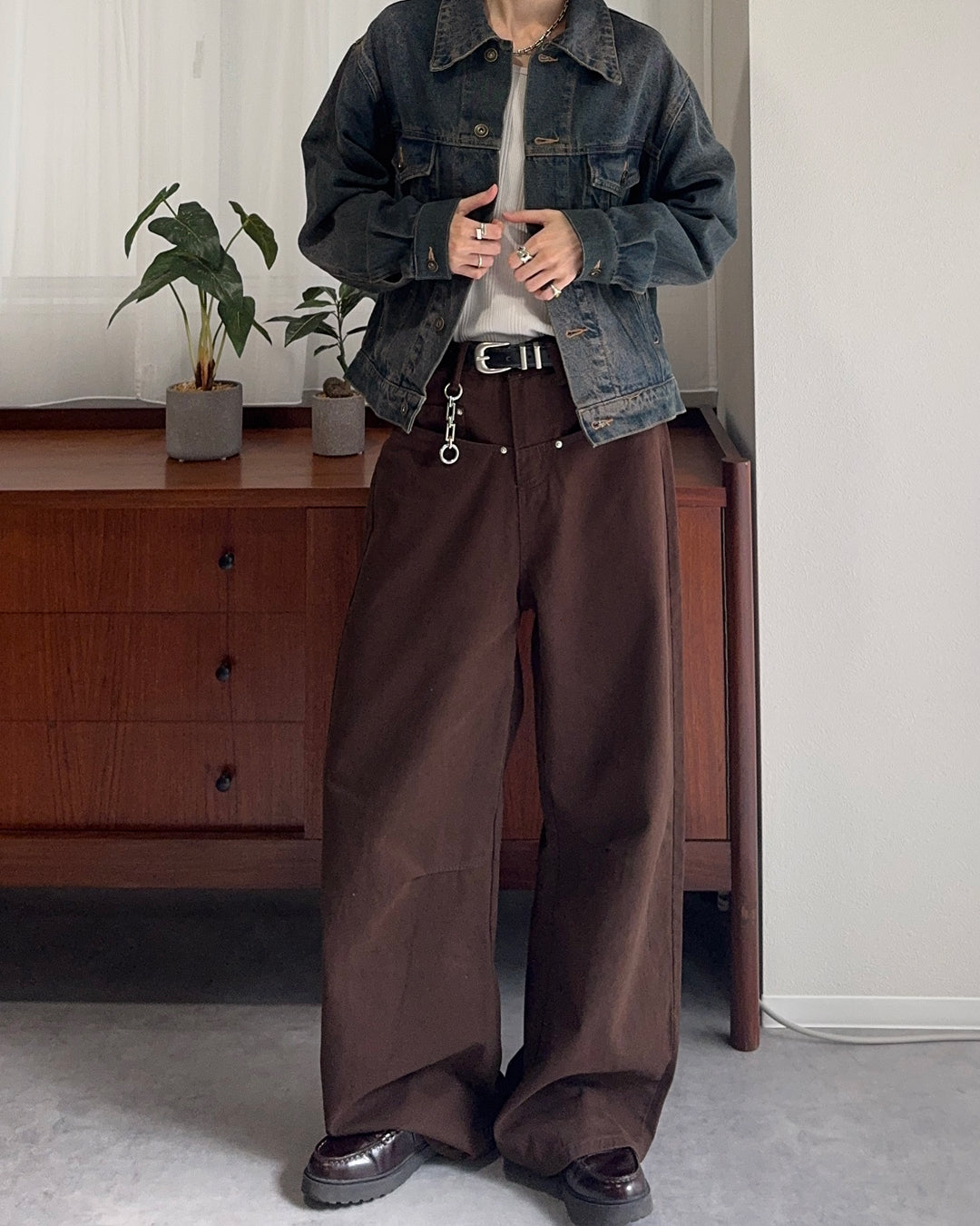 シルバーリベットカーブパンツ SY0140