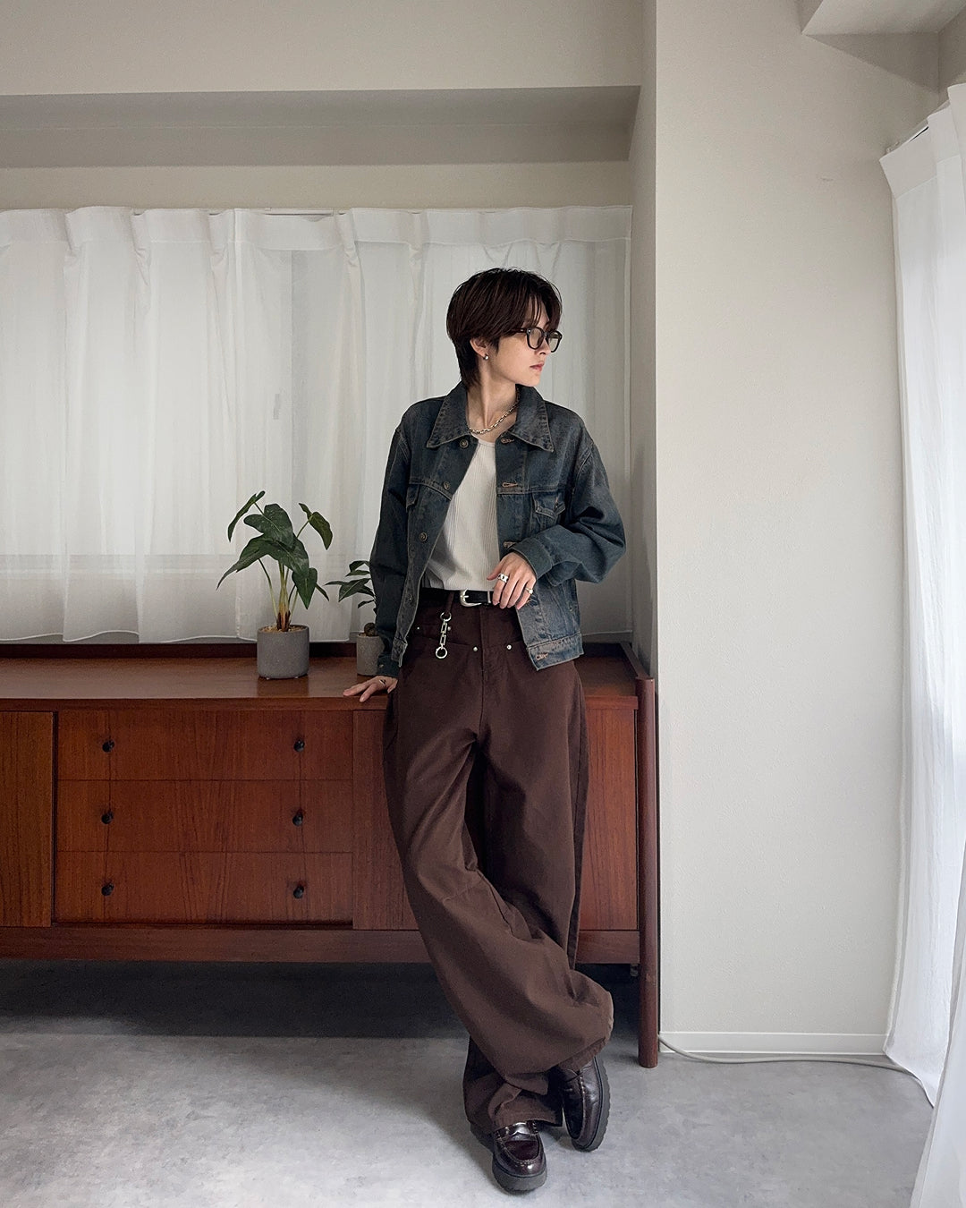 シルバーリベットカーブパンツ SY0140