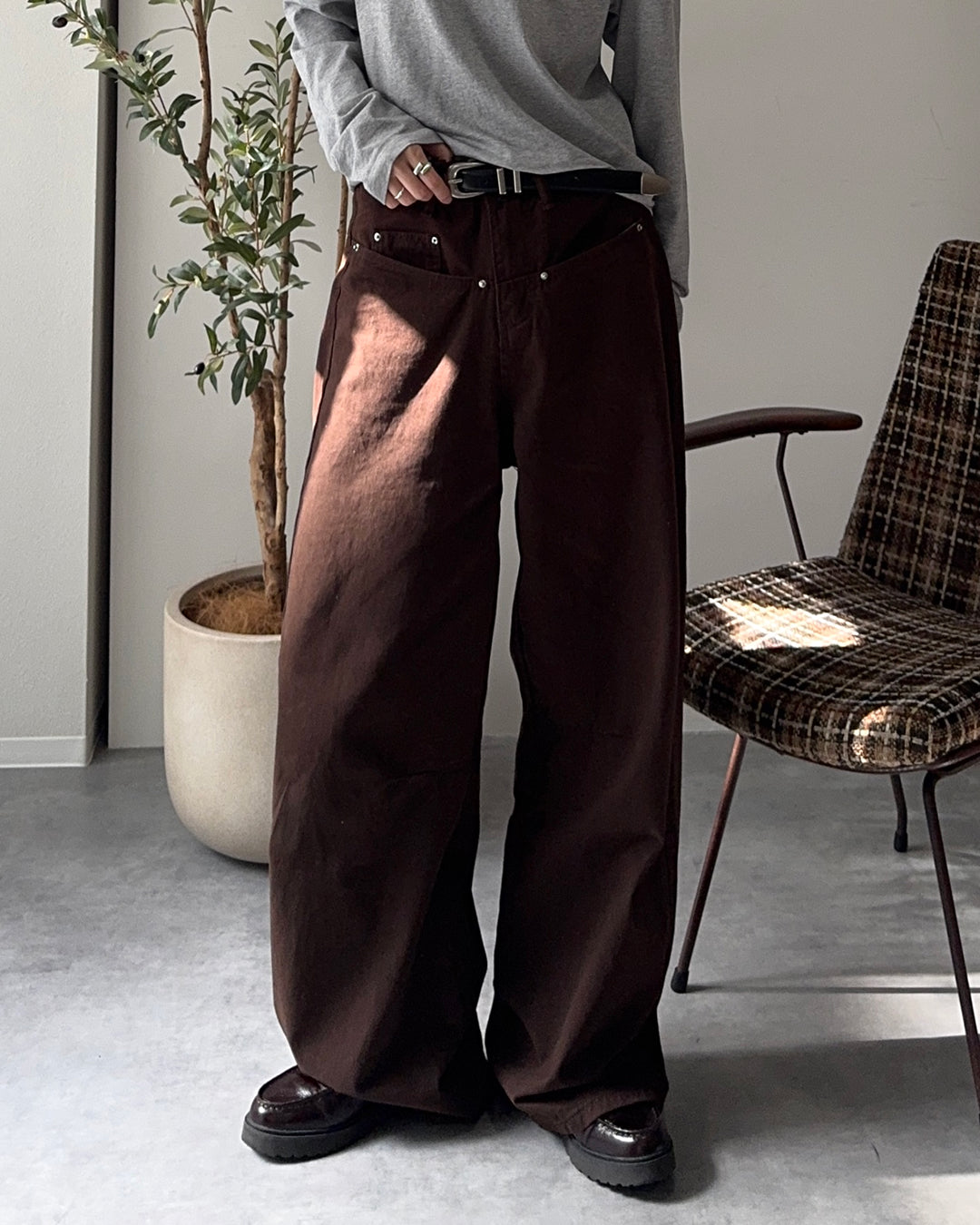 シルバーリベットカーブパンツ SY0140