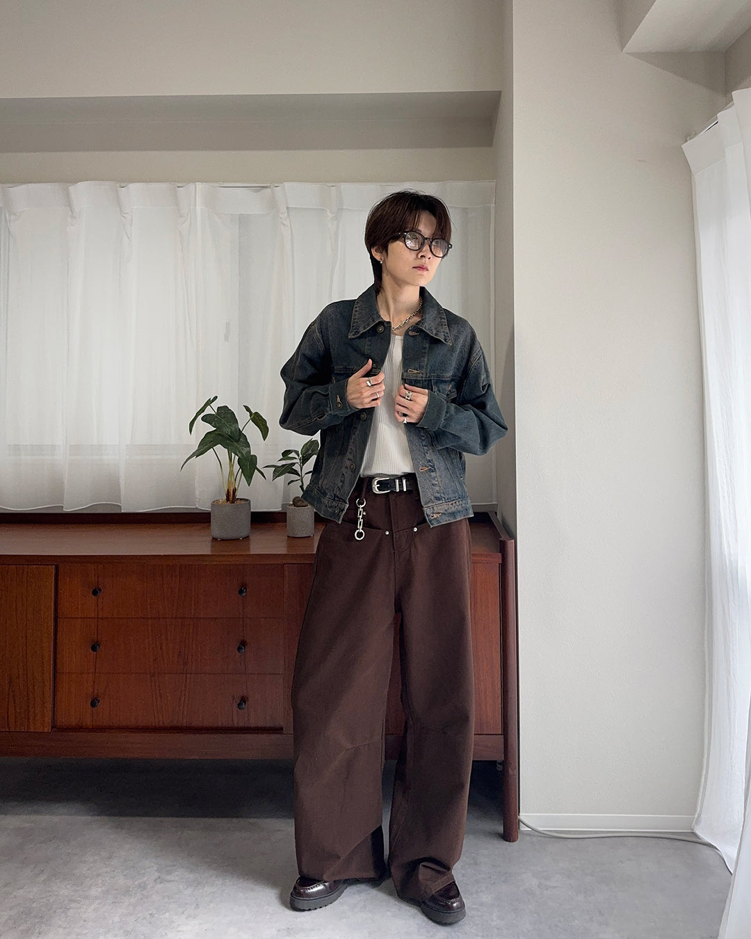 シルバーリベットカーブパンツ SY0140