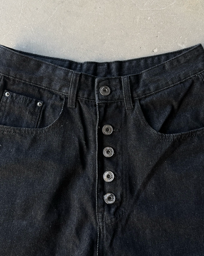 ボタンフライデザインノンウォッシュワイドデニムパンツ SY0143