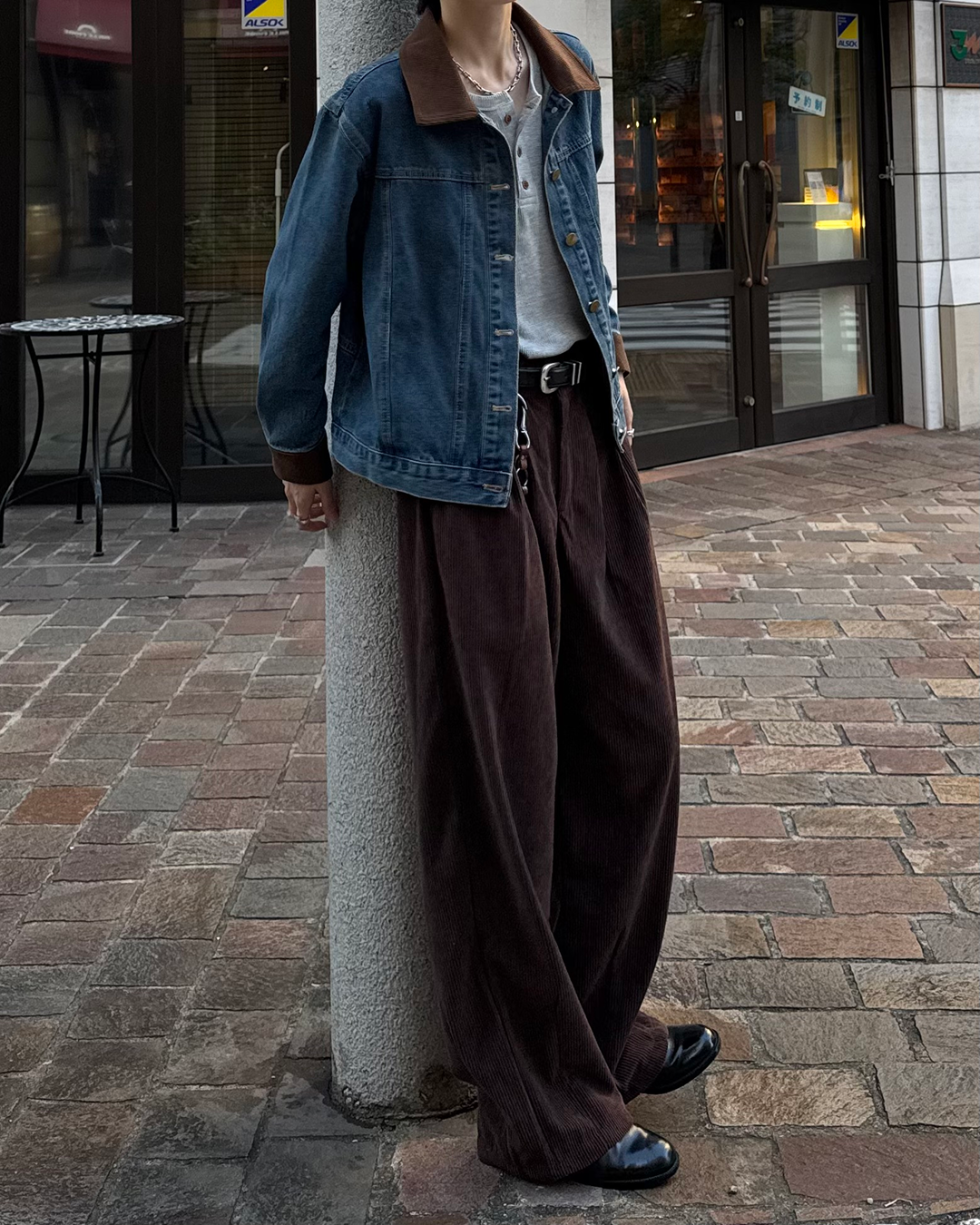 タックストレートコーデュロイパンツ SY0184