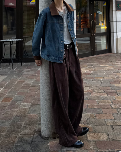 タックストレートコーデュロイパンツ SY0184
