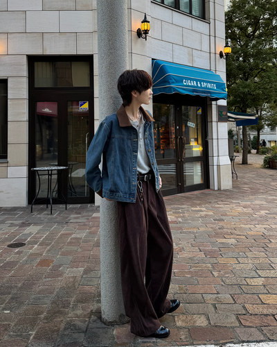 タックストレートコーデュロイパンツ SY0184