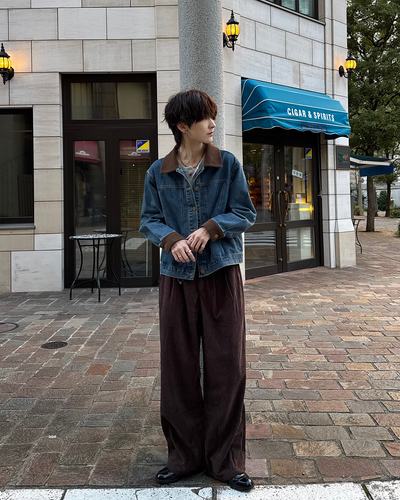 タックストレートコーデュロイパンツ SY0184