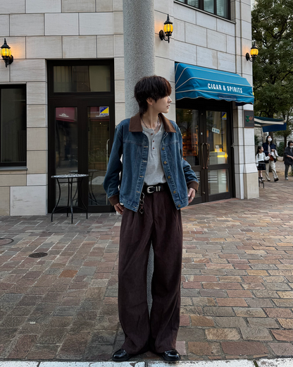 タックストレートコーデュロイパンツ SY0184