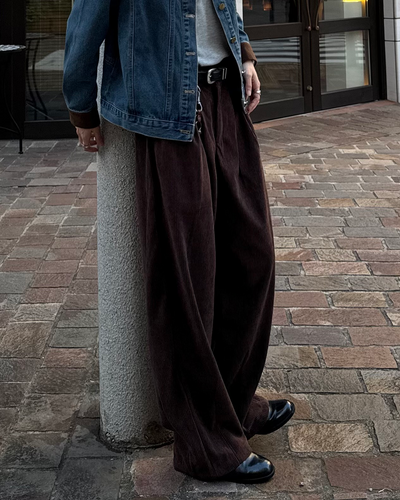 タックストレートコーデュロイパンツ SY0184