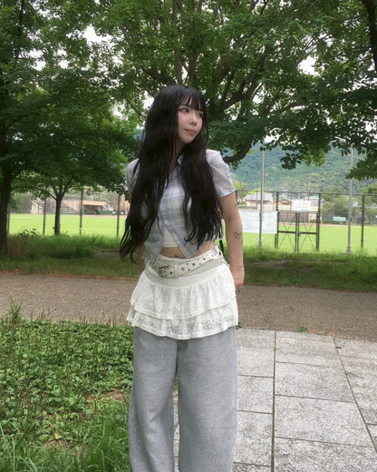 チェックギャザーシャツ SY1016