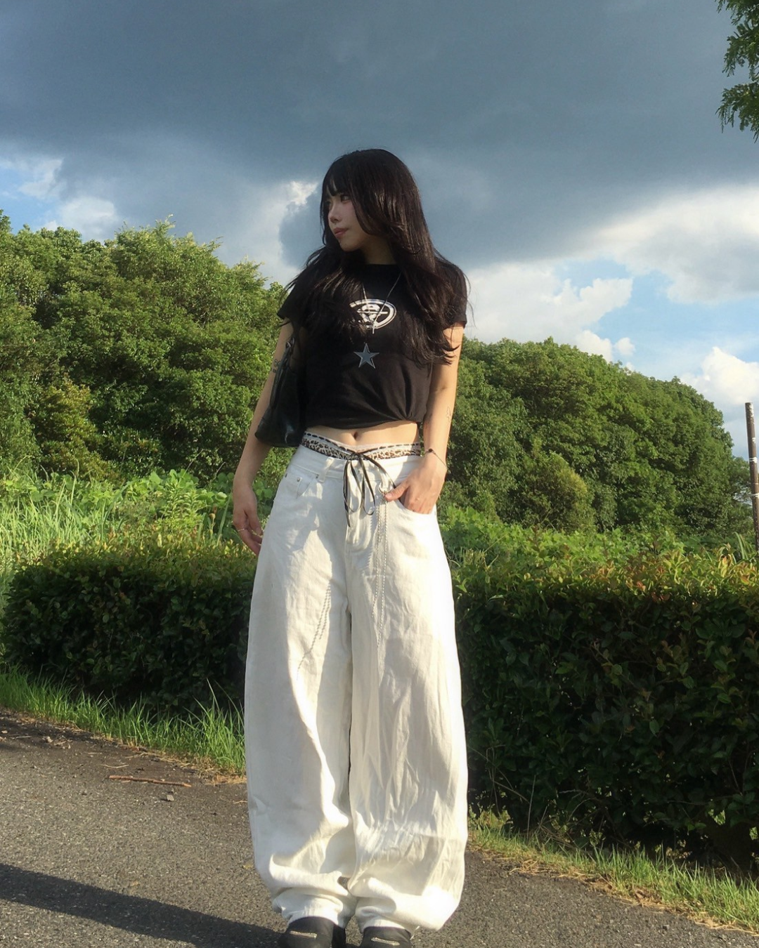 ボーダーパフスリーブTシャツ SY1017