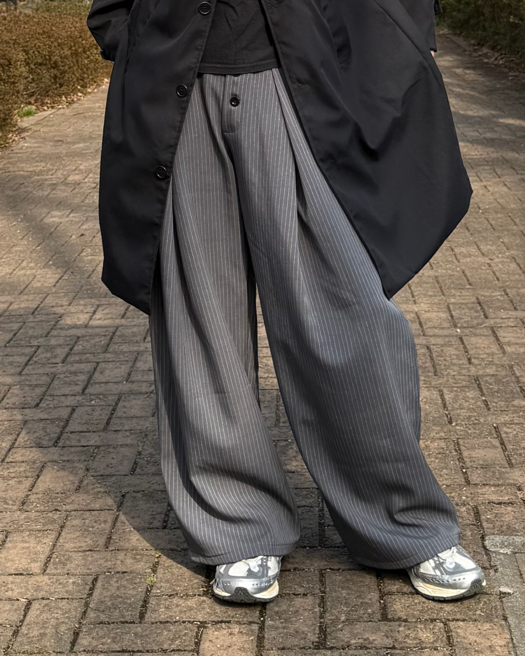 フロントボタンルーズストレートストライプパンツ SZ0036