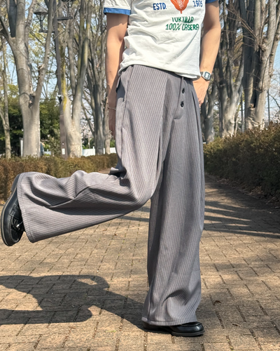 フロントボタンルーズストレートストライプパンツ SZ0036 – YOLO（ヨロ