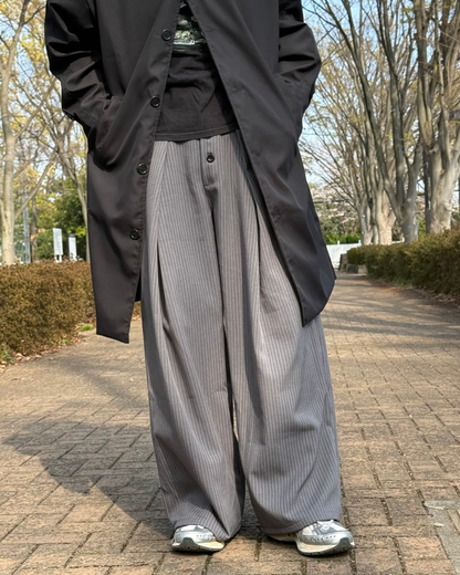 フロントボタンルーズストレートストライプパンツ SZ0036