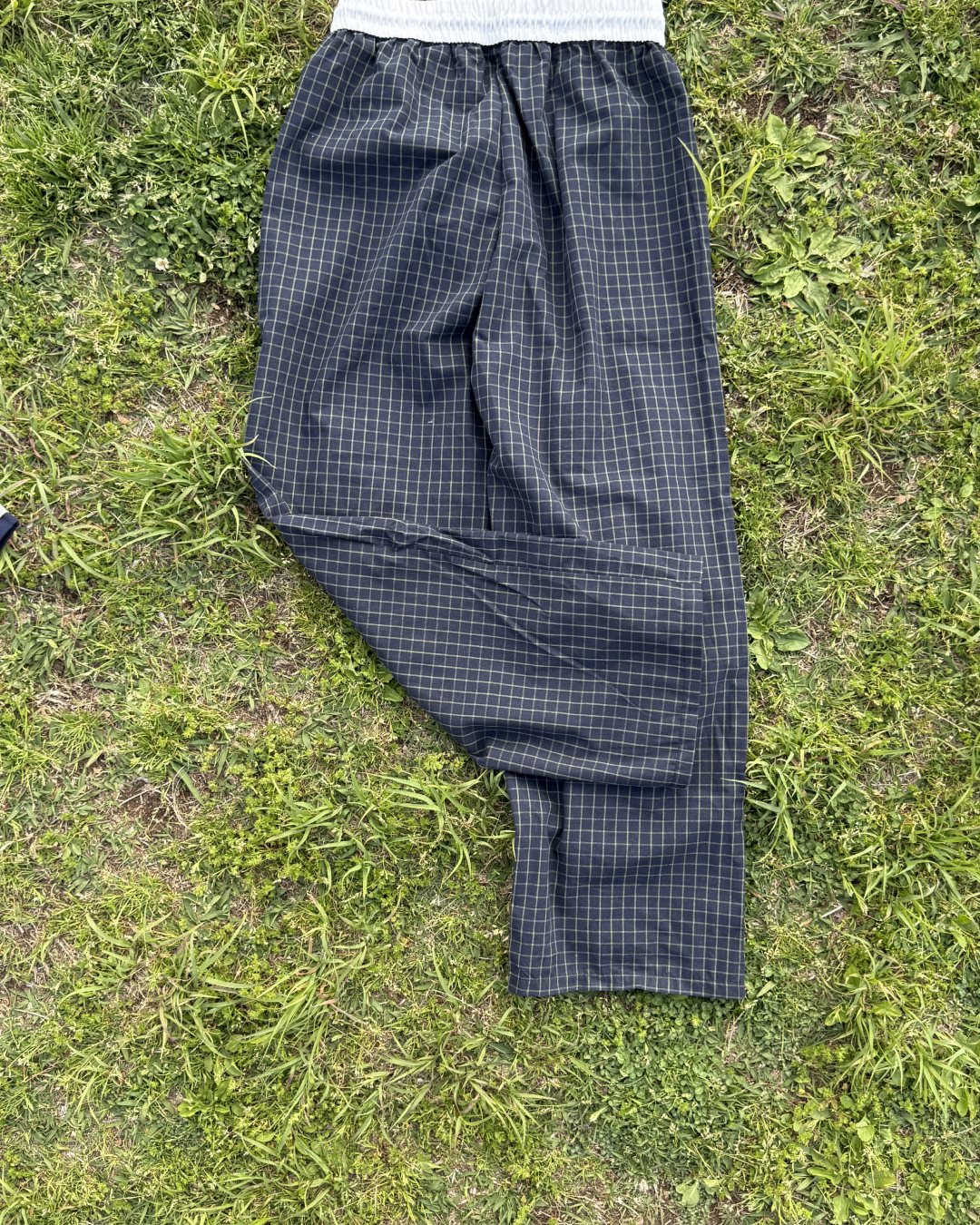 ブラックチェックワイドレッグパンツ SZ0050