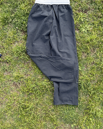 ブラックチェックワイドレッグパンツ SZ0050