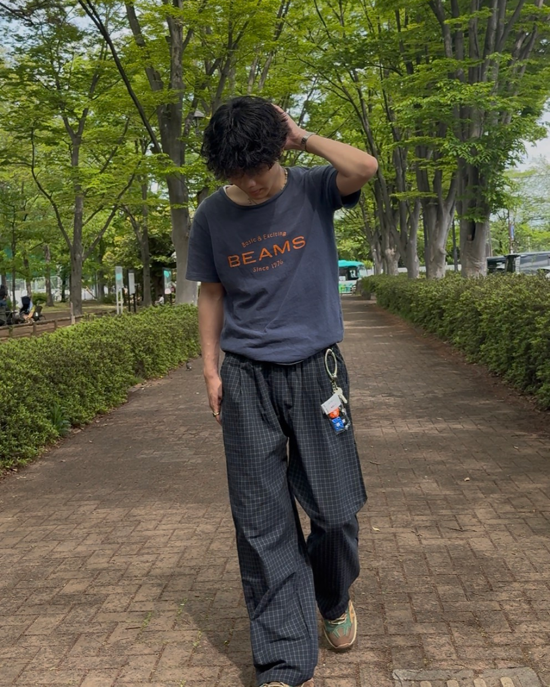 ブラックチェックワイドレッグパンツ SZ0050